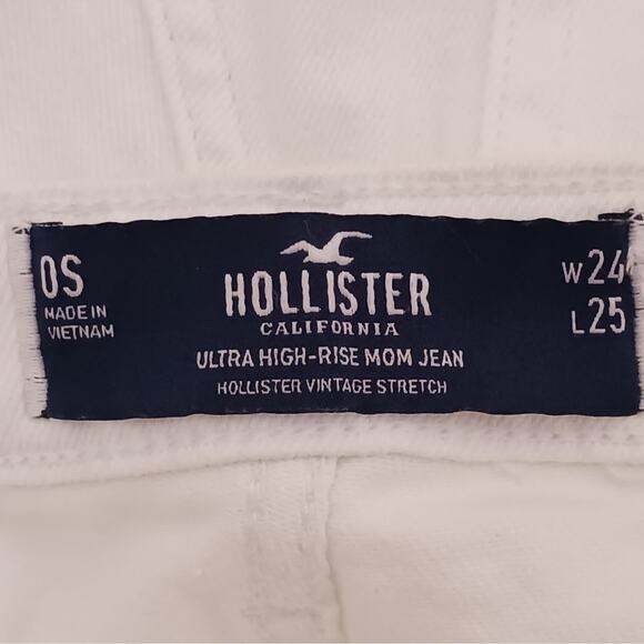 Hollister Jeans Womens 0 Short White Distressed Ultra High Rise Mom Denim Pants - Picture 8 of 12